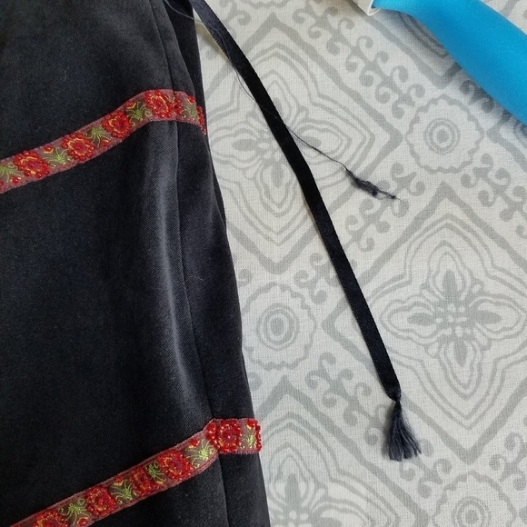 90's Y2K Vintage Silk Club Black Striped Floral Beaded Skirt Petite - Picture 8 of 8